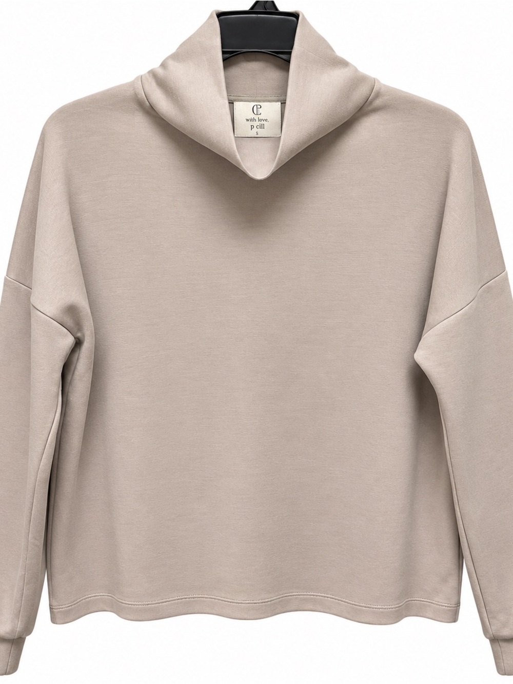 With Love P. Cill Butter Modal Cowl Neck Sweatshirt Women’s Small Taupe Beige